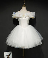 Evening Dresses Long, Cute White Tulle Short Prom Gown White Homecoming Dress