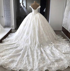 Wedding Dress Simple, Amazing Off Shoulder Sweetheart Lace Long Ball Dresses