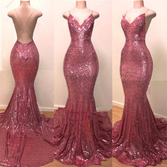 Bridesmaid Dress Colors, 2024 Sexy Pink Sweetheart Backless Sequence Mermaid Prom Dresses