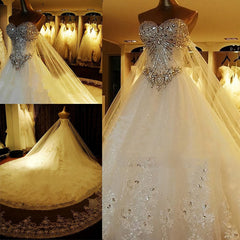 Wedding Dresses Collection, Rhinestone A Line Champagne Sweetheart Sleeveless Backless Applique Wedding Dresses