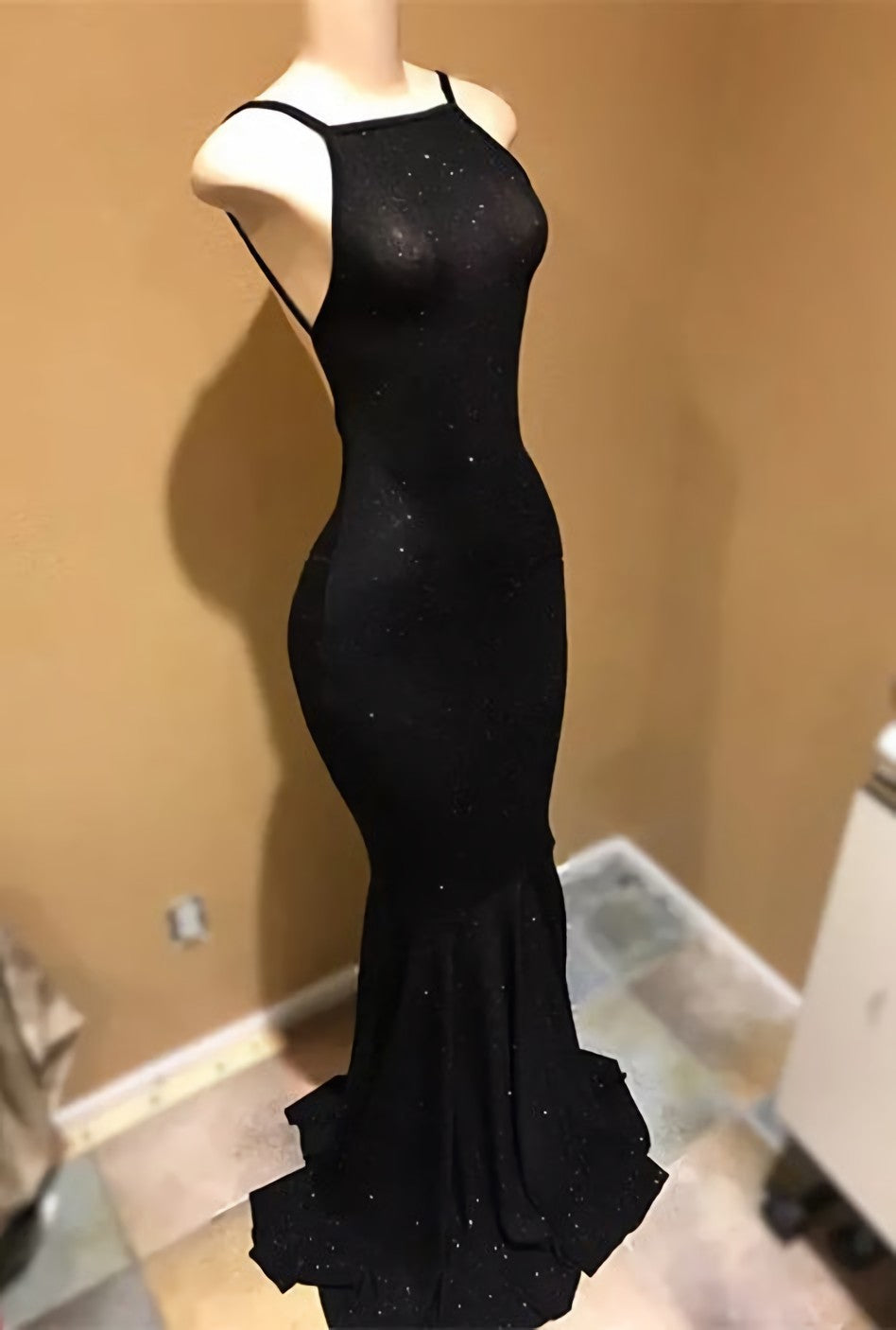 Formal Dresses For Sale, 2024 Black Mermaid Backless Halter Long Prom Dresses