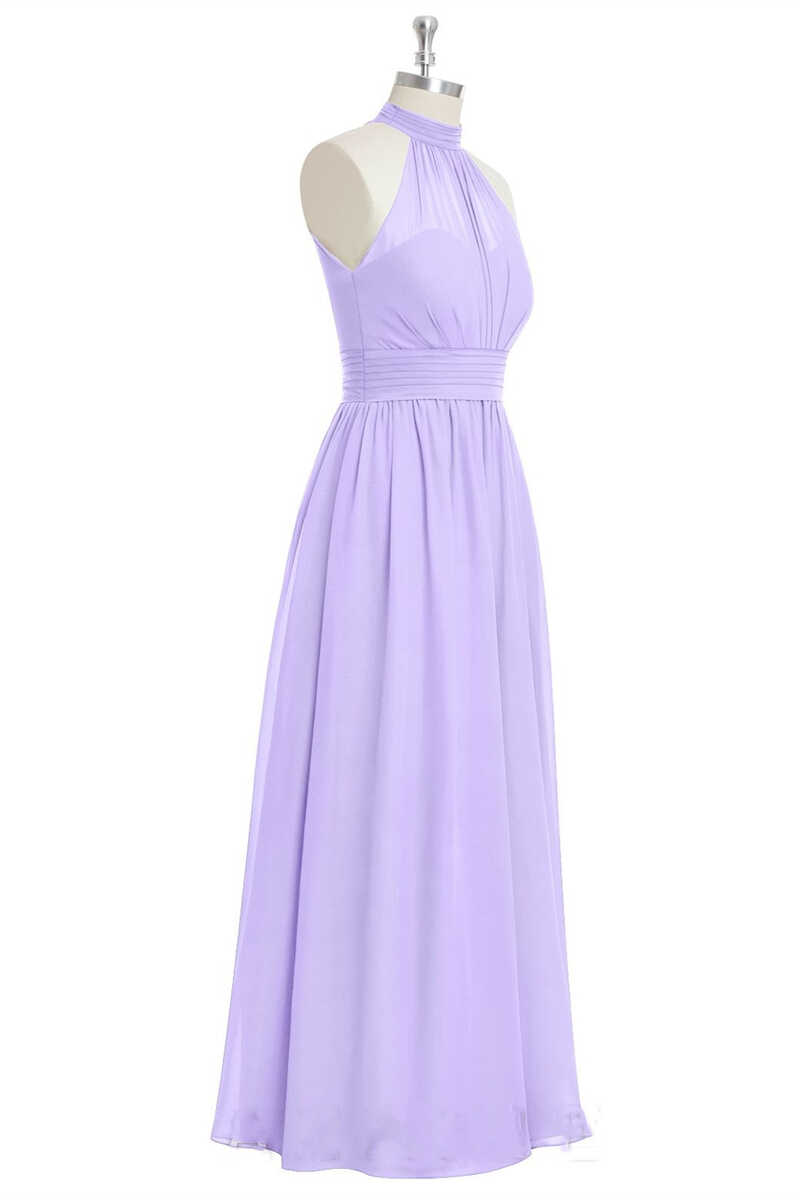 Evening Dress Shopping, Lavender Chiffon Halter Long Bridesmaid Dress