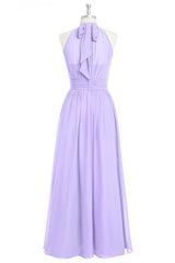 Evening Dress Shops, Lavender Chiffon Halter Long Bridesmaid Dress