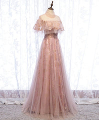 Homecoming Dress Websites, Pink Tulle Lace Long Prom Dress, Pink Tulle Formal Dress, 2