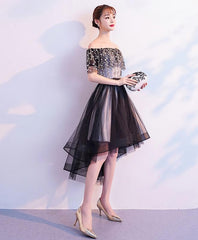 Homecoming Dress Pink, Black Tulle Lace Short Prom Dress, Black Tulle Homecoming Dress