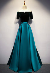 Prom Dress For Teens, Elegant Velvet Satin Long Prom Dresses, A-Line Evening Dresses