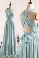 Party Dresse Idea, Simple Chiffon Long Prom Dress, Blue A-Line Evening Party Dress