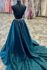 Bridesmaids Dresses Formal, A-Line Velvet Tulle Long Prom Dresses, V-Neck Evening Dresses