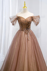 Bridesmaid Dress Color Palettes, Off the Shouler Long Formal Dresses, A-Line Tulle Formal Evening Dress