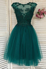 Prom Dresses Princesses, Green Lace Short Prom Dress, A-Line Homecoming Dress