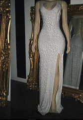 Bridesmaids Dresses Fall Wedding, 2024 White Halter Sequins Prom Dresses