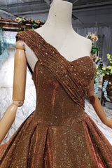 Party Dress Ideas For Winter, Big Prom Dresses One Shoulder Lace Up Back Sequins Beads Quinceanera Dresses