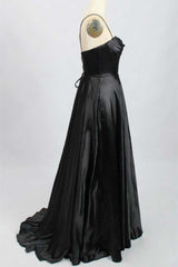 Prom Dresses Outfits Fall Casual, A-Line Black Sweetheart Lace-Up Prom Gown