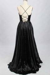 Prom Dress Silk, A-Line Black Sweetheart Lace-Up Prom Gown