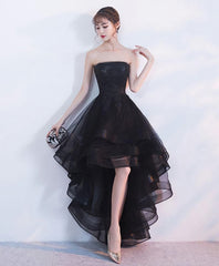 Homecoming Dress With Sleeves, Black Tulle Lace Short Prom Dress, Black Tulle Homecoming Dress, 1