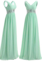Bridesmaid Dresses With Sleeves, Beading Straps A-Line/Princess Chiffon Prom Dresses