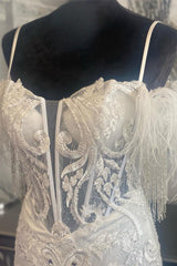 Couture Gown, White Plunging V Neck Off-the-Shoulder Appliques Homecoming Dress with Feathers