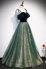 Prom Dress, Green Velvet Long Prom Dresses, A-Line Evening Dresses