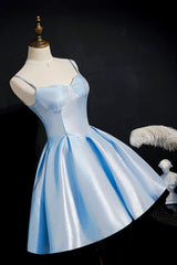 Party Dresses Teens, Simple Satin Short Prom Dress, A-Line Blue Party Dress