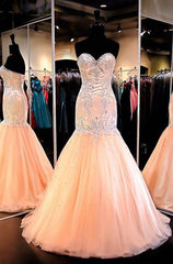 Bridesmaid Dress Under 122, Floor-Length/Long Mermaid/Trumpet Sweetheart Tulle Prom Dresses