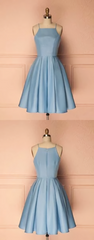 Formal Dresses Size 37, Cute Short Blue Prom Dress, Cute Homecoming Dress, Blue Bridesmaid Dress, 3243