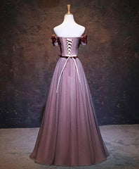 Homecoming Dresses Classy Elegant, Pink Tulle Lace Applique Long Prom Dress, Evening Dress