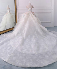 Prom Dresses Stores Near Me, White Sweetheart Off Shoulder Lace Long Prom Dress, White Evening Dress