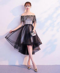 Homecoming Dresses Knee Length, Black Tulle Lace Short Prom Dress, Black Tulle Homecoming Dress