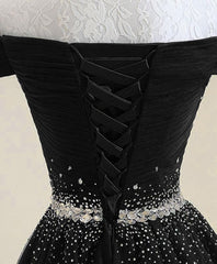 Prom Dresses Online, Black Tulle Sequin Long Prom Dress, Black Tulle Evening Dress