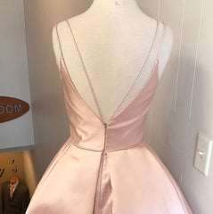 Evening Dress 2042, V Neck Straps Short Pink Homecoming Dress