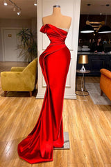 Party Dress Party, Sexy Red Mermaid Long Prom Dress With Beads Ruffles