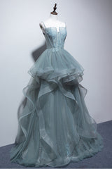 Dress Casual, New Arrival Spaghetti Straps Tulle Long Formal Prom Dress, Charming Evening Party Dress