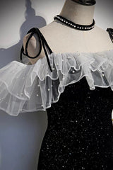 Bridesmaid Dress Short, Black Velvet Long Prom Dresses, Mermaid Evening Dresses