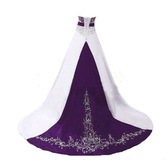 Wedding Dresses Design, Strapless Satin A-line Embroidery 2024 Wedding Dresses