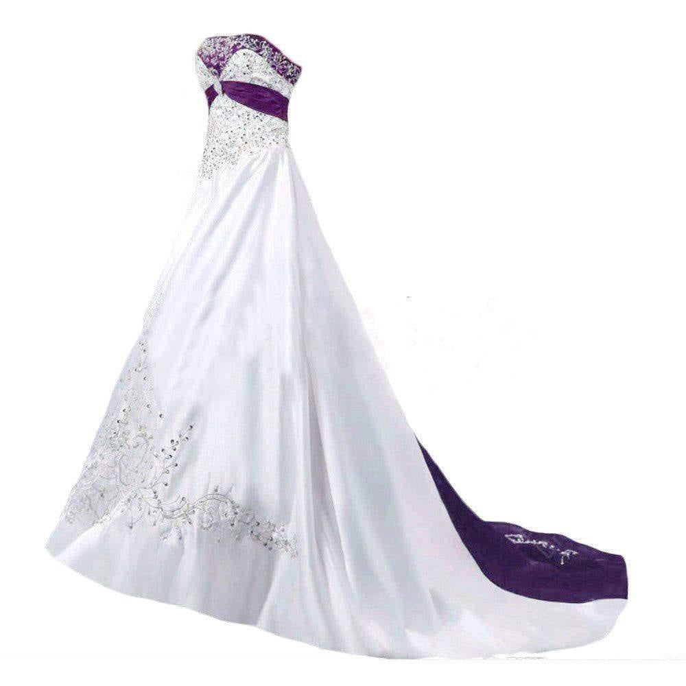 Wedding Dresses Designs, Strapless Satin A-line Embroidery 2024 Wedding Dresses