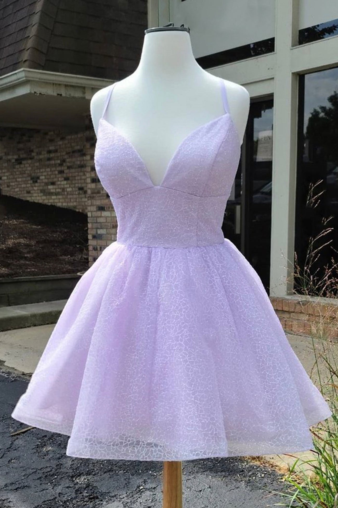 Party Dress Ideas, Purple V-Neck Tulle Short Prom Dresses, A-Line Mini Party Dresses