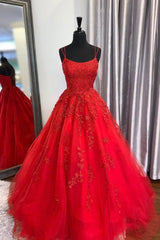 Party Dress Styling Ideas, Red Lace Long Backless Prom Dresses, Red Formal Graduation Dresses