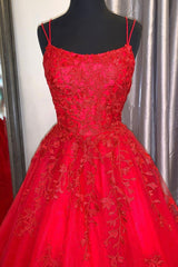 Party Dresses Shorts, Red Lace Long Backless Prom Dresses, Red Formal Graduation Dresses