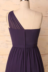 Party Dress Big Size, Elegant One Shoulder Plum Bridesmaid Dress