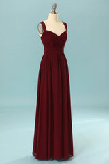 Party Dress Glitter, Elegant Pleated Burgundy Bridesmaid Dress with Keyhole