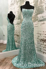 Party Dress Store, Mint Green Sparkly Chic Long Formal Evening Dresses Mermaid Prom Dresses