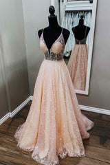 Formal Dress Attire, Spaghetti Straps Pink Fromal Dress