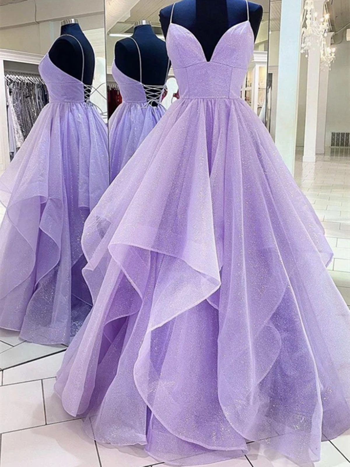 Party Dress Long, a line v neck purple tulle long prom dresses a line v neck purple backless long formal evening dresses