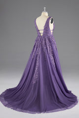 Evening Dresses Velvet, A-line V-Neck Lace Appliques Long Prom Dress