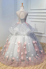 Spring Dress, Gorgeous Ball Gown Sleeveless Appliques Long Prom Dresses Quinceanera Dress