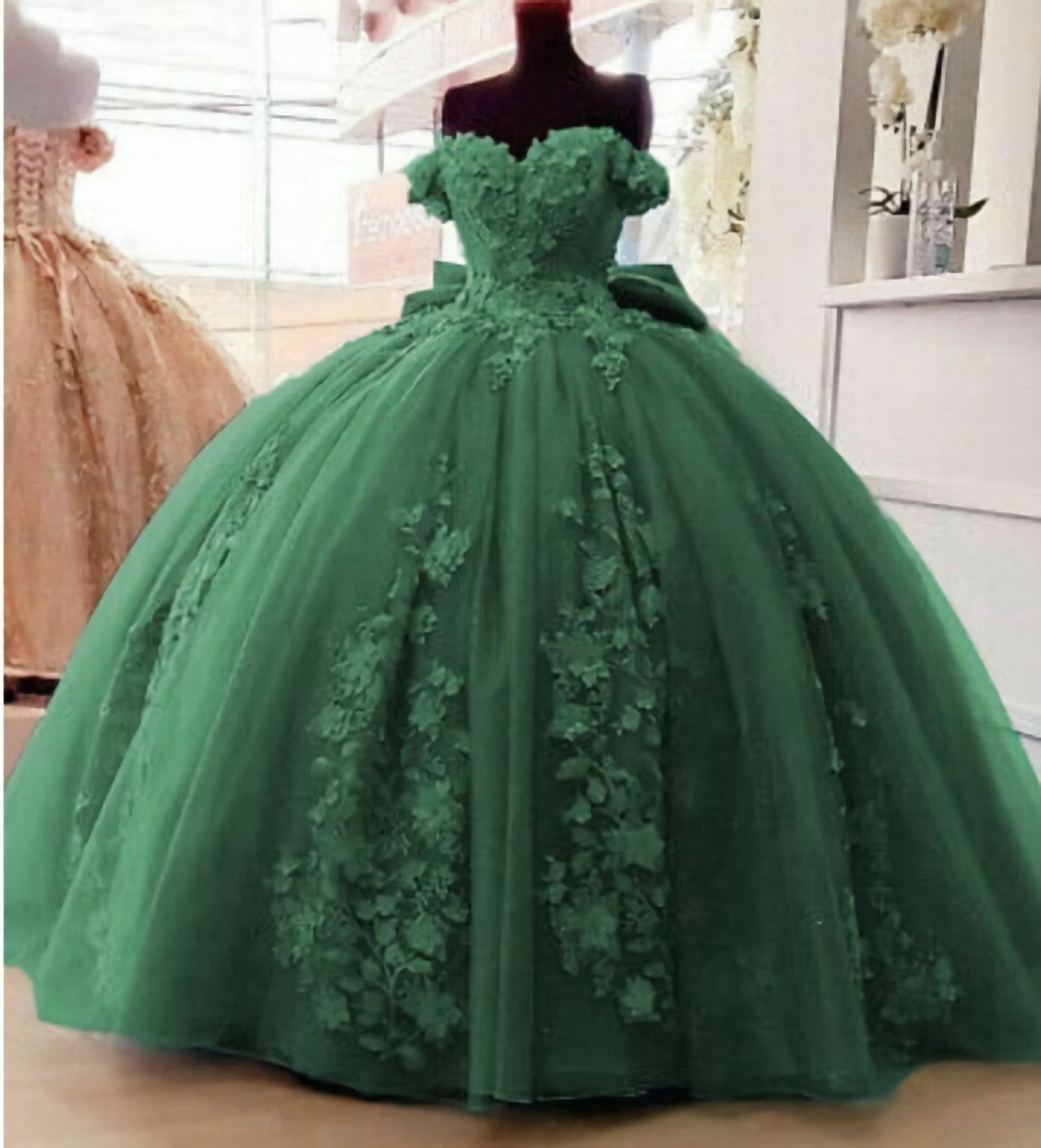 Party Dresses Summer Dresses 2044, Off Shoulder Ball Gown Quinceanera Dresses 3D Floral Applique Sweet 16 Gowns