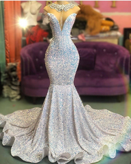 Party Dresses Vintage, Glamorous Sequins Mermaid Long Evening Prom Dress Online