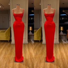 Party Dresses Summer, Spaghetti starp Front-ruffle Orange Sheath Prom Dress