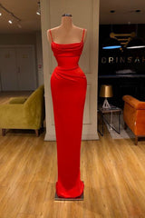 Party Dresses Cocktail, Spaghetti starp Front-ruffle Orange Sheath Prom Dress