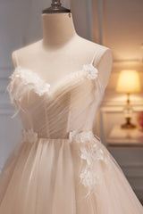 Prom Dress Under 65, A Line V Neck Spaghetti Straps Tulle Short Homecoming Dresses